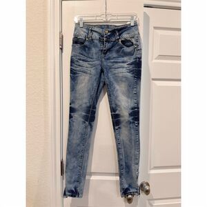 Crocker Denim & Rivets Women's Blue Straight Jeans Size 9 Stretch Ankle Zip